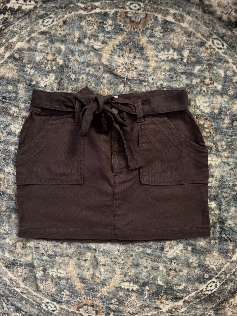 Chaser Denim Belted Mauve Purple Mini Skirt NWT
